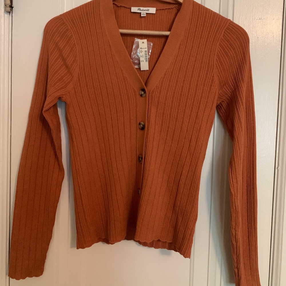 Madewell Pointelle Ribbed Cardigan Sweater